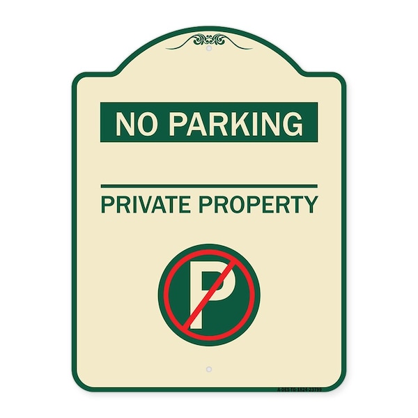 Signmission No Parking Private Property W/ No Parking Heavy-Gauge Aluminum Sign, 24" x 18", TG-1824-23799 A-DES-TG-1824-23799 - main